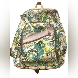 LL BEAN Paisley Book & Laptop Backpack w/ 4 Storage Areas, Pencil Holder *READ*